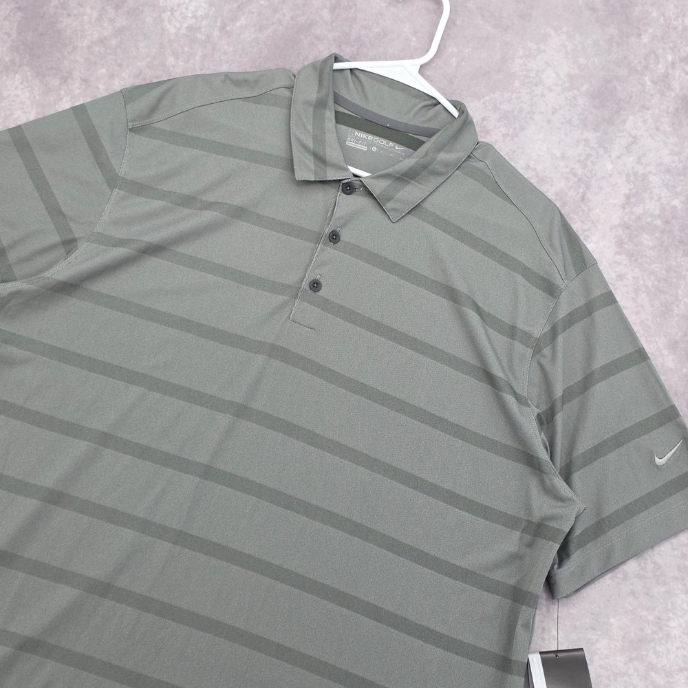 Nike Mens XL Golf Polo Shirt Dri-FIT Striped Polo Shirt Performance Stretch NWT